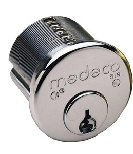 Medeco Mortise cylinder, 6 pin, 1-1/4", satin nickel