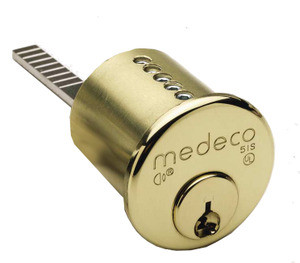 Medeco Rim cylinder, 5 pin, 1-1/4", Satin chrome,