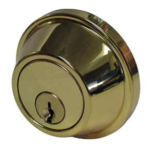 General Lock Double Cylinder Deadlock, US3 Polished Brass Finish, 6-Way Adjustable Latch, Schlage C Keyway, Grade 2