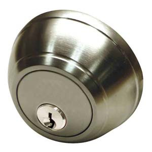 General Lock Double Cylinder Deadlock, US26D Satin Chrome 2-3/4" Backset, Schlage C Keyway, Grade 1