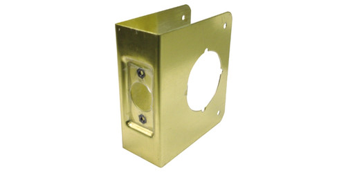 General Lock Remodeling Wrap-Around Plate - Short for Deadbolt, Cylindrical Locks, or Tubular Locks, 2-3/8" Backset, 1-3/8" Door, 2-1/8" Crossbore Hole, 4" Wide X 4-1/2, US3 Polished Brass Finish