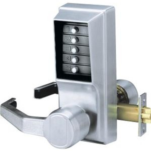 Dormakaba Simplex LL1011-026-41 Pushbutton Lever Lock with no Key Override in Bright Chrome