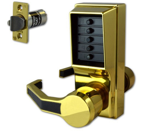 Dormakaba Simplex LL1011-03-41 Pushbutton Lever Lock with no Key Override in Bright Brass Dormakaba Simplex LL1011-03-41 Pushbutton Lever Lock with no Key Override in Bright Brass
