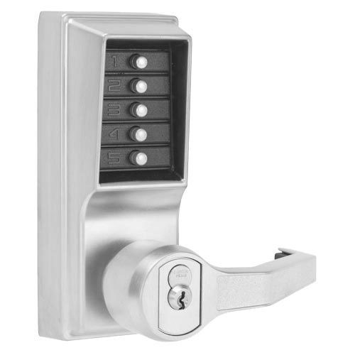 Dormakaba LL1041S-26D-41 Pushbutton Lever Lock Prepped For Schlage Core Override in Satin Chrome Dormakaba LL1041S-26D-41 Pushbutton Lever Lock Prepped For Schlage Core Override in Satin Chrome