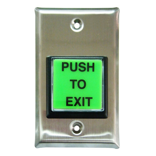Dortronics 5215-SPBxLxE1xAT Illuminated Square Green Push Button w/ Bicolor LED & Adjustable Timer (Push To Exit)