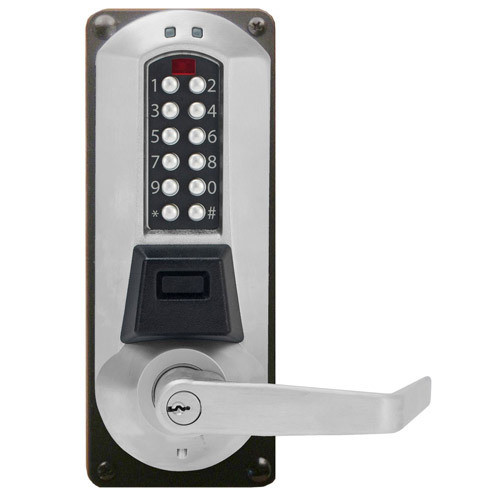 Dormakaba Eplex E5767XSWL-626-41 Pushbutton Mortise Lever Dual Credential Lock and Schlage 'C' Keyway in Satin Chrome Dormakaba Eplex E5767XSWL-626-41 Pushbutton Mortise Lever Dual Credential Lock and Schlage 'C' Keyway in Satin Chrome