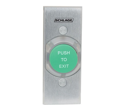 Schlage 623GR-EX-DP-SF-626 Momentary Action DPDT Heavy Duty 1-5/8" Push Button Single Gang (Green "Push To Exit")