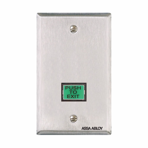 Securitron PB3EA 1" by 3/4" Illuminated "Push to Exit" Button, Double Pole Single Throw, Alternate Action, Single Gang
