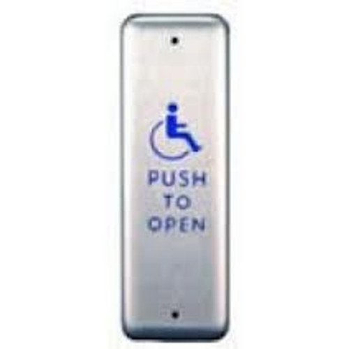 Stanley Hardware CL2055 Jamb 1-1/2" x 4-3/4" Stainless Steel Plate w/ Accessibility Logo & “Push To Open” Text Stanley Hardware CL2055 Jamb 1-1/2" x 4-3/4" Stainless Steel Plate w/ Accessibility Logo & “Push To Open” Text