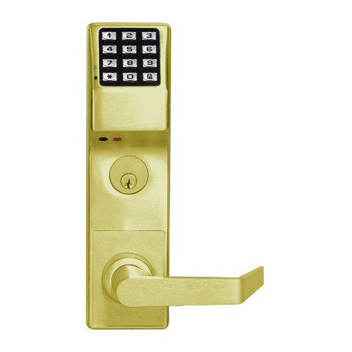 Alarm Lock DL3500DBR-US3 Trilogy Series Digital Mortise Keyless Pin Lock Straight Leverset in Polished Brass