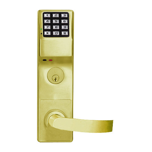 Alarm Lock DL3575DBL-US3 Trilogy Series Digital Mortise Keyless Pin Lock Regal Leverset in Polished Brass
