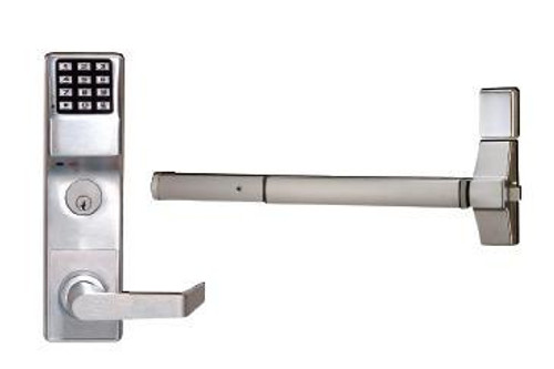Alarm Lock ETDLS2G-26DV99 Trilogy Exit Trim Von Duprin 99 2 1/2 Inch Thick Door Straight Lever in Satin Chrome Alarm Lock ETDLS2G-26DV99 Trilogy Exit Trim Von Duprin 99 2 1/2 Inch Thick Door Straight Lever in Satin Chrome
