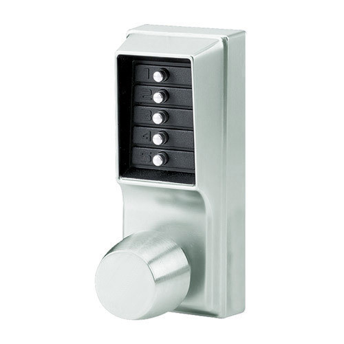 Simplex 1031-026-41 Pushbutton Cylindrical Lock with Knob, Combination Entry, Passage and no Key-Override in Bright Chrome