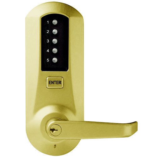 Simplex 5010RWL-03-41 Pushbutton Lever Lock with Sargent Core override in Bright Brass