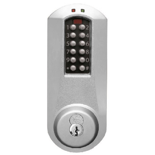 Eplex E5031MWK-626-41 Pushbutton Cylindrical Knob Lock with Medeco Core Override in Satin Chrome Eplex E5031MWK-626-41 Pushbutton Cylindrical Knob Lock with Medeco Core Override in Satin Chrome
