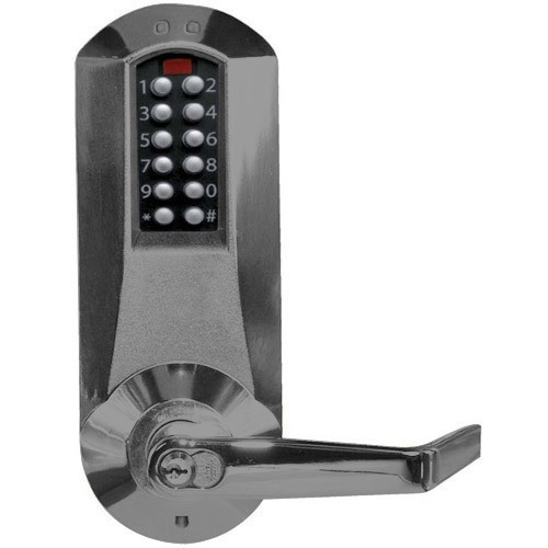 Eplex E5067XKWL-676-41 Pushbutton Mortise Lever Lock with Kaba 90 Keyway in Black with Satin Chrome Accents Eplex E5067XKWL-676-41 Pushbutton Mortise Lever Lock with Kaba 90 Keyway in Black with Satin Chrome Accents