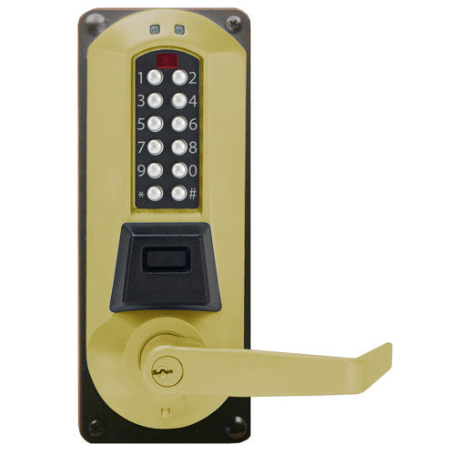 Eplex E5086RWL-606-41 Electronic Pushbutton Lever Lock with Sargent Core Override Mortise Lock in Satin Brass Eplex E5086RWL-606-41 Electronic Pushbutton Lever Lock with Sargent Core Override Mortise Lock in Satin Brass