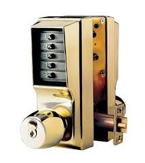 Simplex EE1021S/EE1021S-03-41 Cylindrical PBL Lock With knob 1/2in Thrw Float Fp With 2-3/4in Bs in Bright Brass