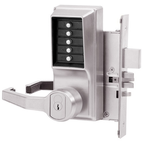Simplex LR8146S-026-41 Pushbutton Mortise Lock with Lever Schlage Core override in Bright Chrome