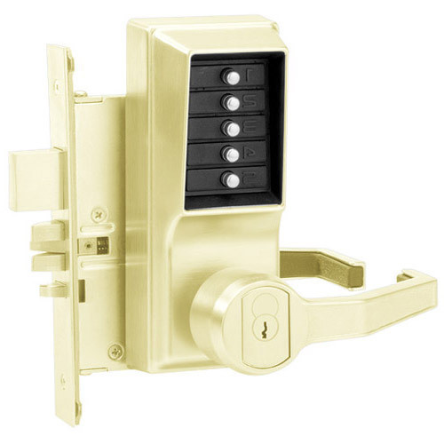 Simplex RR8146R-05-41 Pushbutton Mortise Lock with Lever Sargent Core override in Antique Brass