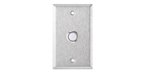Alarm Controls RP-100 Single Gang Stainless Steel Wall Plate With N/O White Flush Push Button