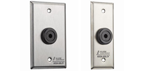 Alarm Controls TS34-N Mounted on 1-3/4" narrow 302 stainless steel wall plate