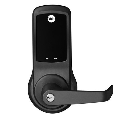 ACCENTRA MO-NTB623-NR BSP Grade 1 nexTouch Generation 3 Cylindrical Lock with Capacitive Touchscreen Keypad, No Deadbolt With Cylinder Override, Conventional Cylinder, PARA Keyway, Monroe Lever, Black Suede Powder Coat Finish, Non-Handed