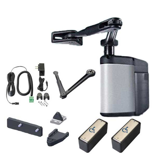 Norton 5845xNPB 5800 Series ADAEZ Pro Plus Complete Operator Push or Pull With Narrow Push Buttons And ADA1015P Hardwired Kit Norton 5845XNPB 689 ADAEZ PRO COMPLETE Door Operator Kit, Push or Pull Side, (Parallel or Regular Arm Door Operator, ADA1015P Hardwire Kit, 2 Narrow Style Push Buttons), Aluminum Finish