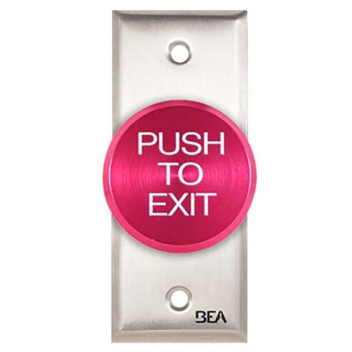 10ACPBDA1 — BEA Pushbutton Pneumatic Push Button, Jamb plate, oversized 2 In. Red button, "Push to Exit" text, 2.5 AMP 12 to 24 V AC/DC 10ACPBDA1 — BEA Pushbutton Pneumatic Push Button, Jamb plate, oversized 2 In. Red button, "Push to Exit" text, 2.5 AMP 12 to 24 V AC/DC