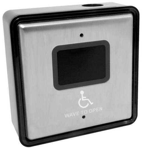 RCI 912-WBT-R 912 Series 2.4Ghz Touchless Actuator Kit, Waving Hand Icon, Includes 1 Switch and Receiver, Stainless Steel Finish RCI 912-WBT-R-HC 912 Series 2.4Ghz Touchless Actuator Kit, Wheelchair Icon, Includes 1 Switch and Receiver, Stainless Steel Finish