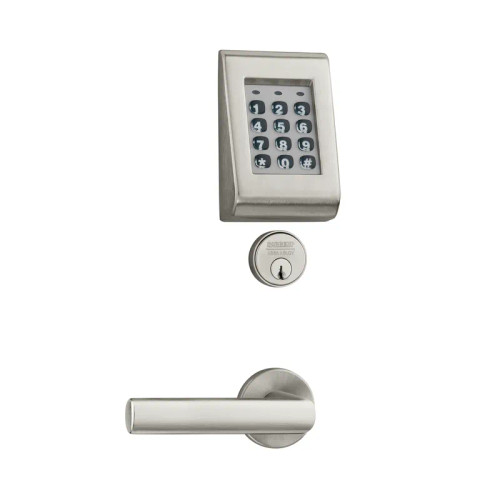Sargent KP8278 LNB 26D 8200 Keypad Mortise Lock, Entry, with Cylinder Override, LN-Rose, B-Lever, Satin Chrome