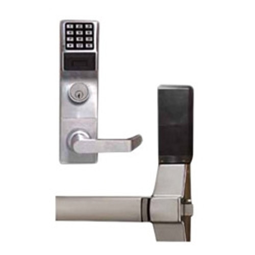 Alarm Lock ETDLNS1G/26DV99 Digital Door Lock, Wireless, Von Duprin 99, Satin Chrome, Rim Cylinder, Adapter, For Exit Device