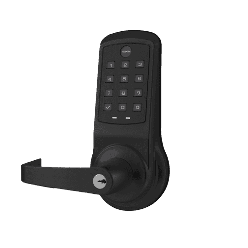 ACCENTRA AU-NTB613-NR BSP Grade 1 nexTouch Generation 3 Cylindrical Lock with Pushbutton Keypad, No Deadbolt With Cylinder Override, Conventional Cylinder, PARA Keyway, Augusta Lever, Black Suede Powder Coat Finish, Non-Handed