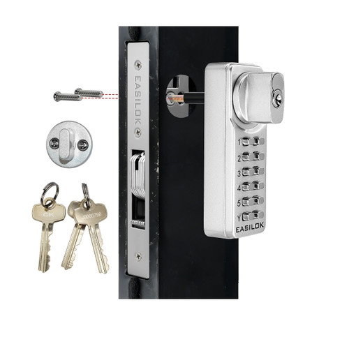 EASILOK SK1850S Keyless Storefront Deadlock with SFIC Key Override - Drill-Free Adams Rite MS1850S Replacement