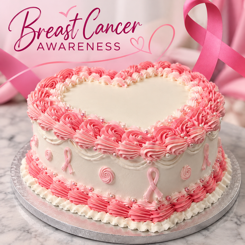 Pink with Purpose Heart Cake
