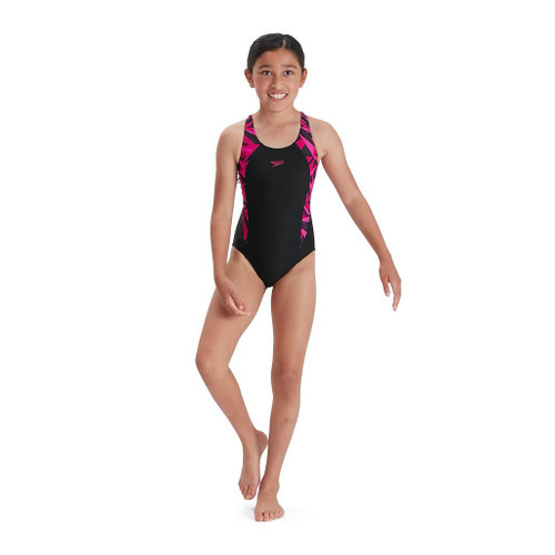 Speedo HyperBoom Splice Muscleback Junior Swimsuit Black/Pink 9-10 Years / 28"