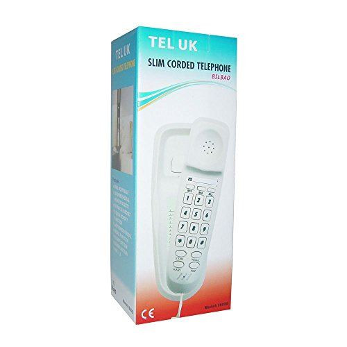 Tel UK Slim Corded Telephone Bilbao White