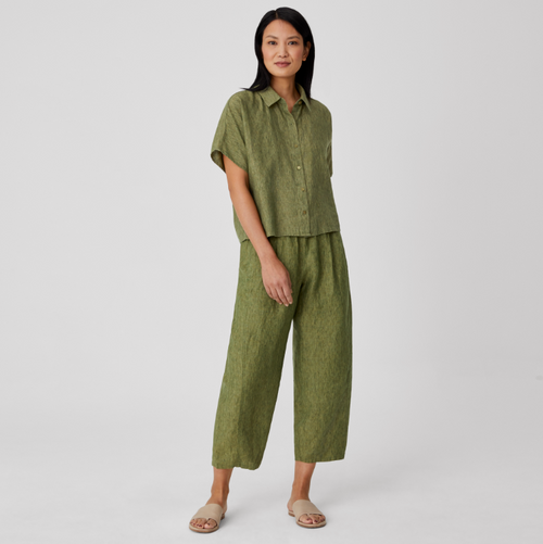 ORGANIC LINEN  WIDE LEG CROPPED PANT