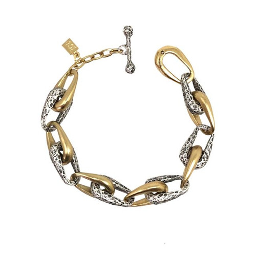 TWO TONE CONNECTED LINK BRACELET