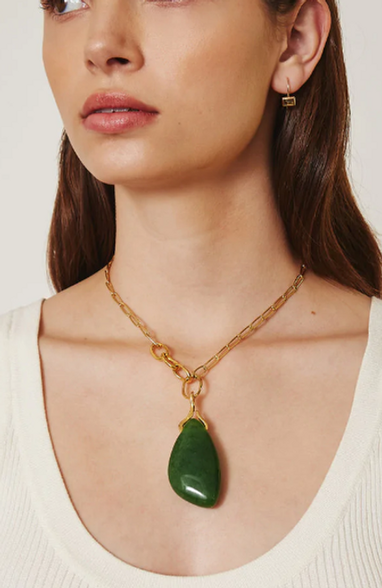 18K GP NECKLACE WITH TEARDROP STONE