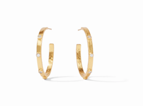 CRESCENT MEDIUM STONE HOOP GOLD CUBIC ZIRCONIA