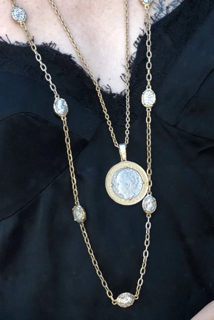 GOLD FAUSTINA COIN STATION NECKLACE