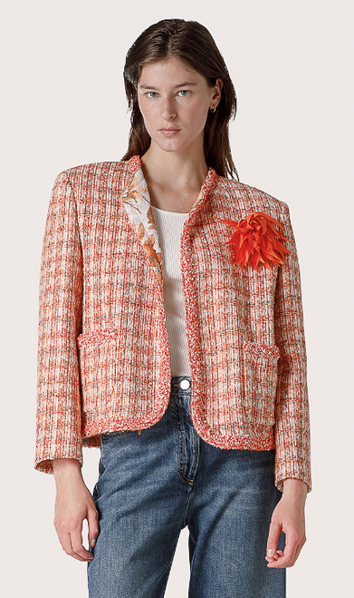 TWEATED JACKET WITH FLOWER