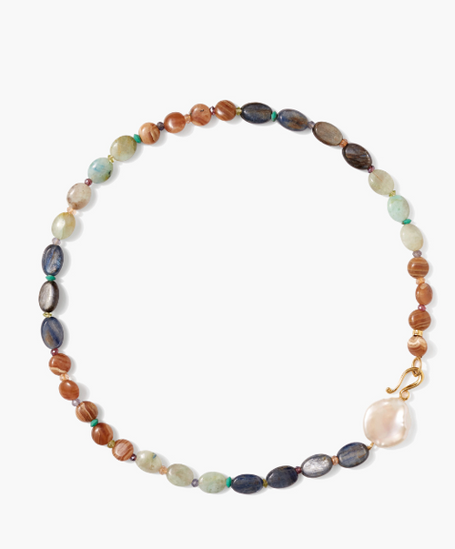 OVAL MULTI PRECIOUS STONE NECKLACE 