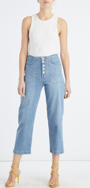 CROSBIE BUTTON CROP WIDE LEG JEAN