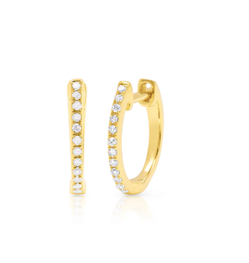 14KT DIAMOND ZOE HUGGIE EARRINGS - YELLOW GOLD