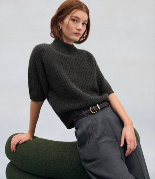 CASHMERE RIBBED MOCKNECK