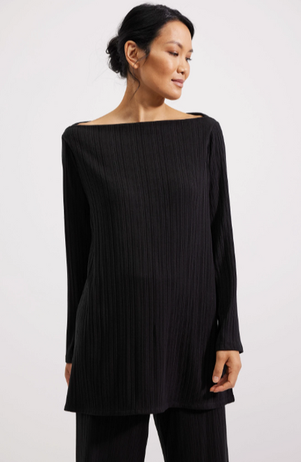 BATEAU NECK VARIGATED RIB KNIT