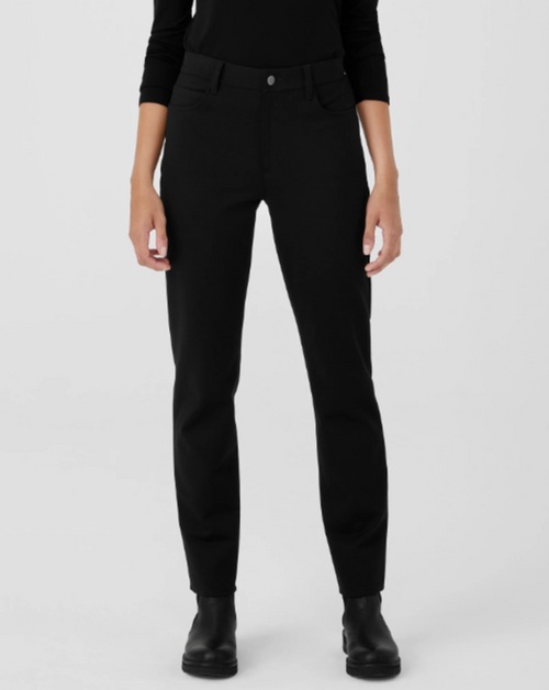  Eileen Fisher High-Waisted Slim Ankle Pants w/Wide