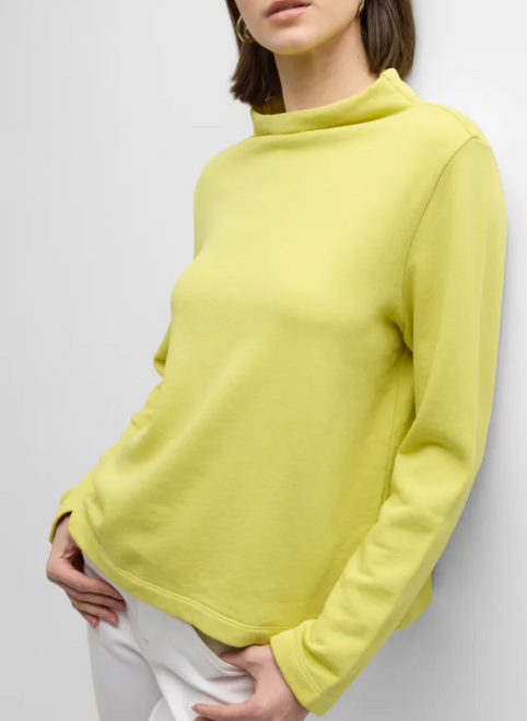 GARMENT DYED TERRY FUNNEL NECK TOP